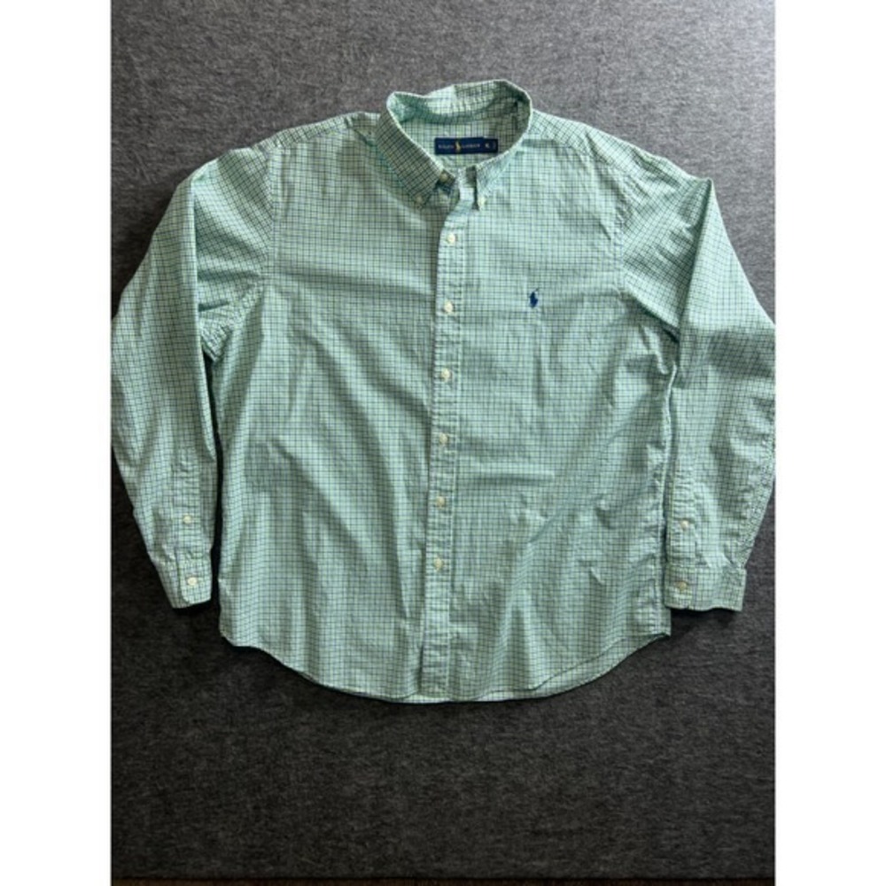 Ralph Lauren Shirt L/S Button Down Men's  Size XL Green, Blue & White Check